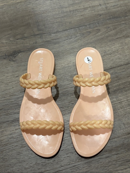 Stuart Weitzman Shoes - Stuart Weitzman Braidis Sawyer Jelly-Strap Slide Sandals in Peach 7